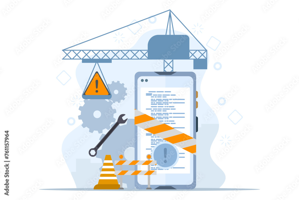 software development concept, website under construction, Developer ...