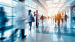 © Business Pics - Interior of doctor and patient people in hospital corridor for background, Health care and medical technology concept. Motion blur effect.