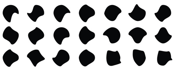 blob shape vector illustration set .Random shapes. Organic black blobs of irregular shape. Abstract blotch, inkblot and pebble silhouettes, simple liquid.