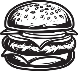 burger, hamburger hand drawn vector illustration sketch retro style