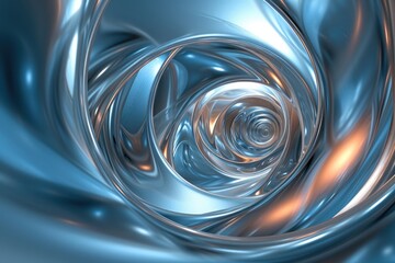 Poster - This abstract photograph captures a mesmerizing black and white spiral design, A swirling vortex of metallic, futuristic shapes, AI Generated