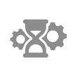 Time management with hourglass and gear. Task and deadline manager and planning vector icon.