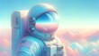 Illustration of an Astronaut Wearing a Space Suit in Pastel color tones
