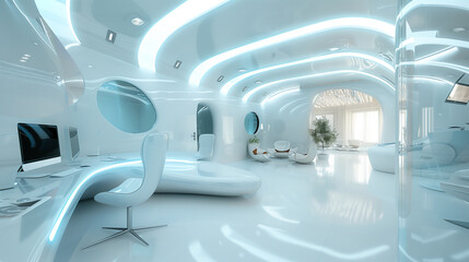 Poster - modern office building interior architectural design design concept, futuristic interior design of tech company office 