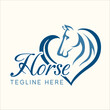 horse logo design. simple horse line illustration for horse racing logo