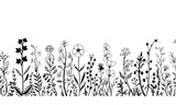 Fototapeta  - silhouette of grass and flowers