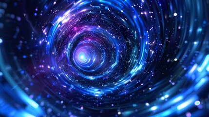 Wall Mural - realistic modern background with space travel neon glowing effect. fantasy motion circular twisted p