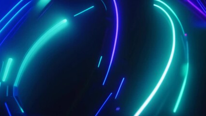 Poster - Blue Glowing Lines on Dark Background with Particles