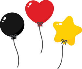 Wall Mural - Black, red and yellow colored balloons, as the colors of Germany flag. Flat design illustration.