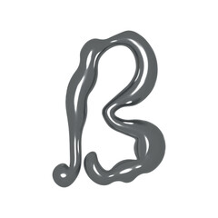 Poster - 3D letter B in Y2K style with chrome effect. Vector illustration isolated on white background