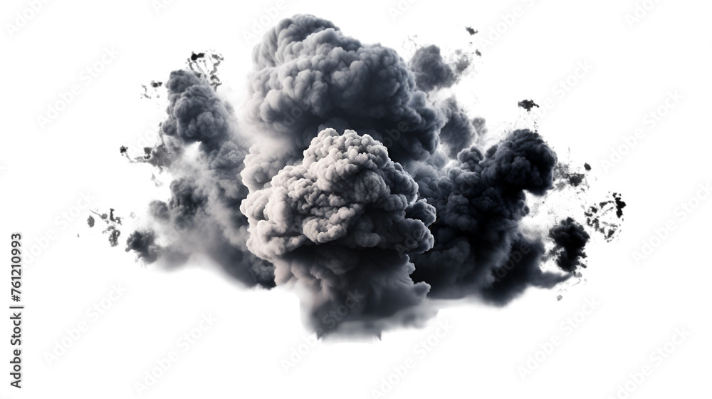 Large fireball with black smoke. Large explosion with smoke isolated on ...