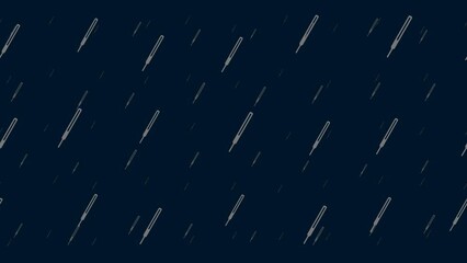 Poster - Thermometer symbols float horizontally from left to right. Parallax fly effect. Floating symbols are located randomly. Seamless looped 4k animation on dark blue background