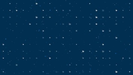 Poster - Template animation of evenly spaced chart down symbols of different sizes and opacity. Animation of transparency and size. Seamless looped 4k animation on dark blue background with stars