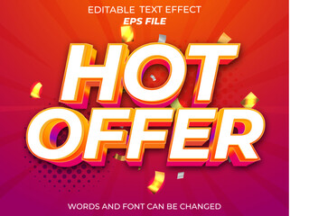 Poster - hor offer text effect, font editable, typography, 3d text. vector template