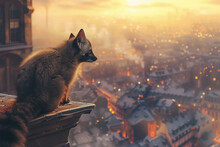 A Ferret On Top Of A Tall Building In The City