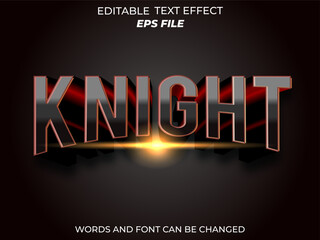 Poster - knight text effect, font editable, typography, 3d text. vector template