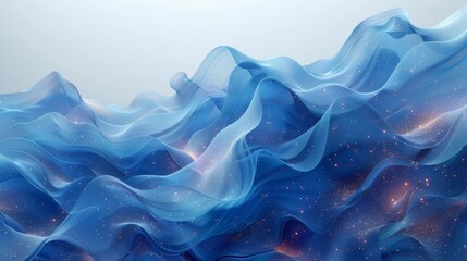 Aufkleber - Modern illustration of blue color waves and geometric abstract background.