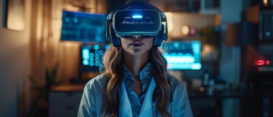 Aufkleber - An online doctor communicating with a patient via a virtual reality interface with the assistance of Internet consultation is a telemedicine concept...