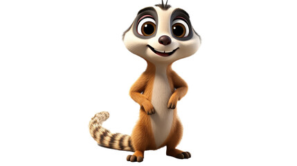 A playful cartoon lemur standing with hands on hips