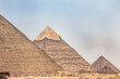 Archeology photography, Great Pyramid of Giza, Cheops Pyramid, Photo is selective focus with shallow depth of field. Taken Cairo Egypt on 17 June 2019