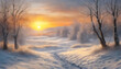 Alba Invernale- Paesaggio Incantevole Immerso nella Luce Dorata