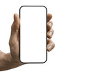 Fototapeta Kosmos - a phone  in a hand on a transparent background in PNG format