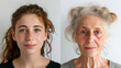 Two individuals captured over time, portraying the transition from youth to old age.