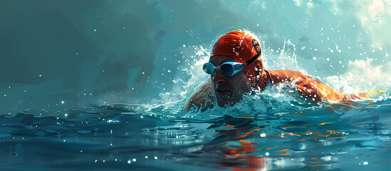 Wall Mural - A swimmer participating in Olympic competitions.