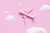 Fototapeta Mapy - Plane,airplane model mockup in pastel for design key visual or commercial ads