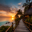 Romantic Tropical Beach Resort at Sunset - Perfect Honeymoon Destination