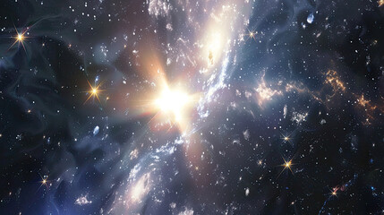 Wall Mural - a high quality background galaxy illustration with stardust and bright shining stars illuminating th