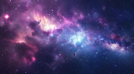 Wall Mural - a high quality background galaxy illustration with stardust and bright shining stars illuminating th