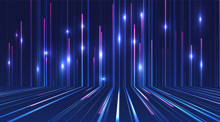 Poster - abstract blue lines on dark background.