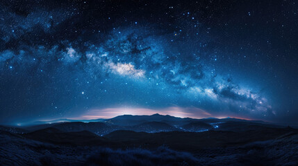 amazing panorama blue night sky milky way and star on dark background.universe filled with stars, ne