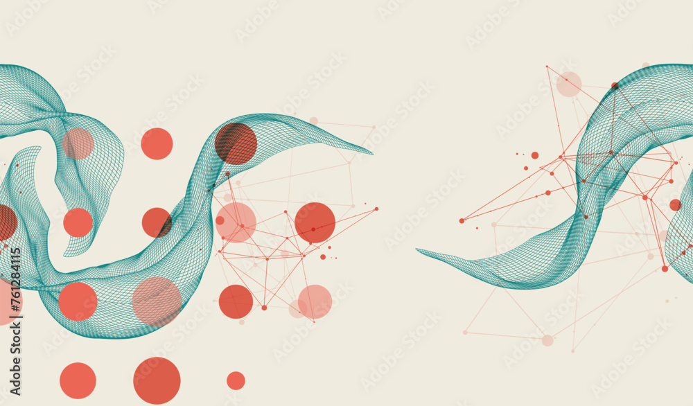 The abstract wave is made in a frame style. Template for science and ...