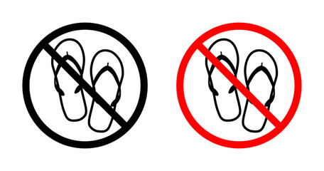 No sandals sign. slipper not allowed vector symbol. off your sandals warning sign. off your slipper symbol.