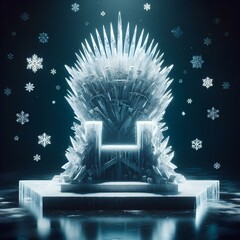 Wall Mural - A throne made of ice with large snowflakes in the center and on the sides.