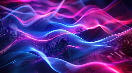 Canvas Print - Glowing wave abstract design. Generative AI