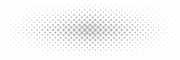 Poster - horizontal halftone of black snowflake design for pattern and background.