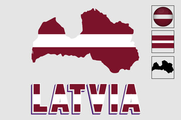 Wall Mural - Latvia map and flag in vector illustration