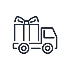 Wall Mural - christmas gift delivery editable stroke outline icon isolated on white background flat vector illust
