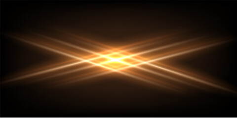 Wall Mural - golden line elements and lights effects on black background. abstract elegant gold light rays diagon