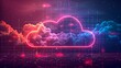 Digital Cloudscape: Cyber Cloud Technology Concept. Generative ai