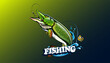 Pike fish fishing emblem. Isolated detailed pike vector logo. Handdrawn fishing theme.