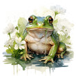 Watercolor Bullfrog, clipart Illustration, Generative Ai