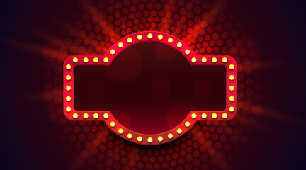 Light frame label, event bar casino, show signboard. Vector illustration