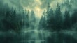 © artdolgov - Misty dark green forest