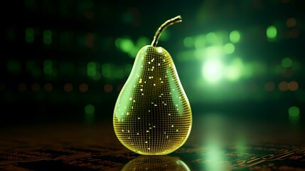 Wall Mural - Futuristic 3d illustration of a pear in cyberspace