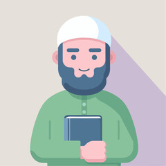 Wall Mural - illustration of Muslim cartoon. religion teacher holding the Koran