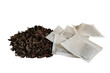 Tea bags and loose  tea on a white background